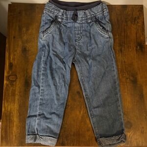 The Childrens Place 2T Blue Denim Jeans Elastic Waist Drawstring Cuffed Legs
